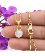 18K Gold-Plated Bezel-Set Raw Moonstone Pendant Necklace
