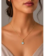 18K Gold-Plated Bezel-Set Raw Moonstone Pendant Necklace