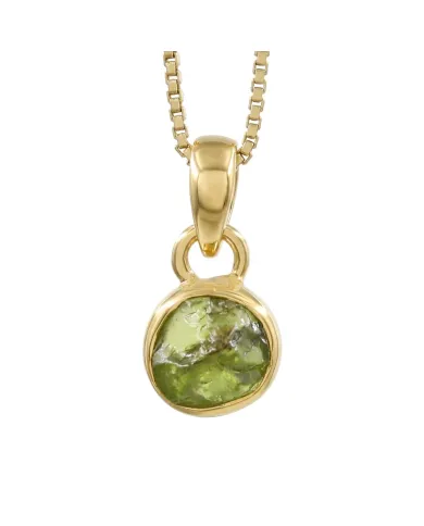 18K Gold-Plated Bezel-Set Raw Peridot Pendant Necklace