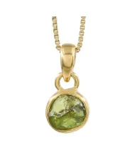 18K Gold-Plated Bezel-Set Raw Peridot Pendant Necklace