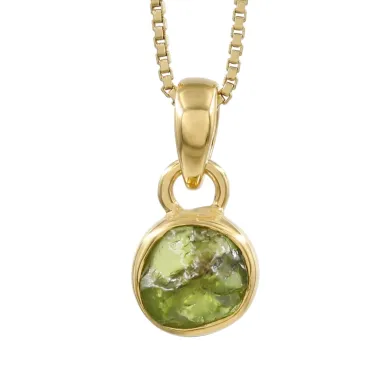 18K Gold-Plated Bezel-Set Raw Peridot Pendant Necklace