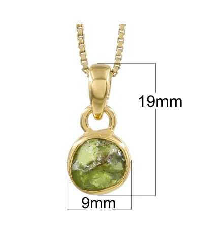 18K Gold-Plated Bezel-Set Raw Peridot Pendant Necklace