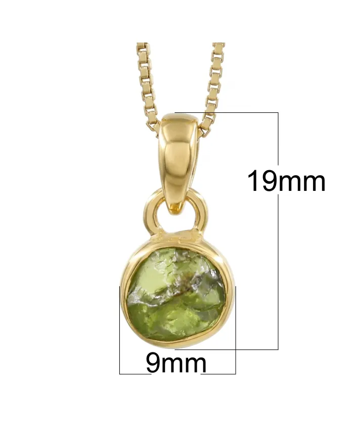 18K Gold-Plated Bezel-Set Raw Peridot Pendant Necklace