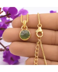 18K Gold-Plated Bezel-Set Raw Peridot Pendant Necklace