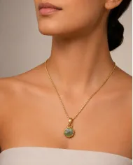 18K Gold-Plated Bezel-Set Raw Peridot Pendant Necklace