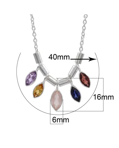925 Sterling Silver Multi Gemstone Marquise Cut Statement Necklace