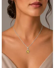 Hexagon Citrine Gemstone Pendant Necklace in 925 Sterling Silver
