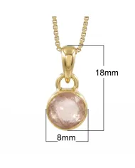 18K Gold-Plated Bezel-Set Raw Rose Quartz Pendant Necklace
