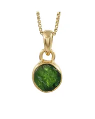 18K Gold-Plated Bezel-Set Raw Chrome Diopside Pendant Necklace