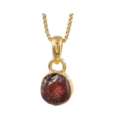 18K Gold-Plated Bezel-Set Raw Garnet Pendant Necklace