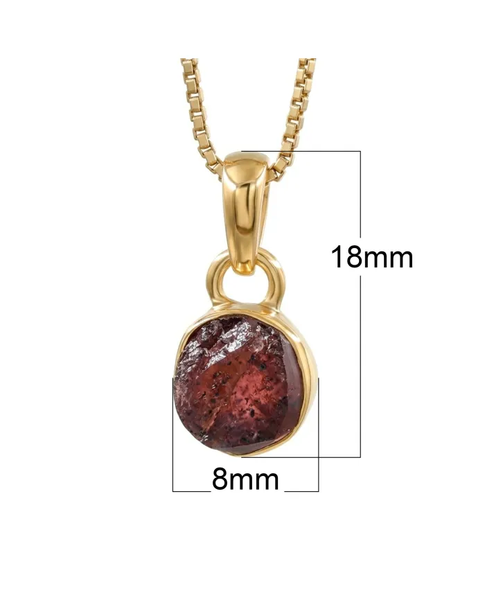 18K Gold-Plated Bezel-Set Raw Garnet Pendant Necklace