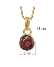 18K Gold-Plated Bezel-Set Raw Garnet Pendant Necklace