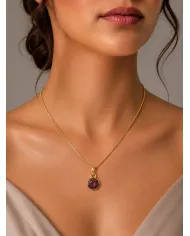 18K Gold-Plated Bezel-Set Raw Garnet Pendant Necklace