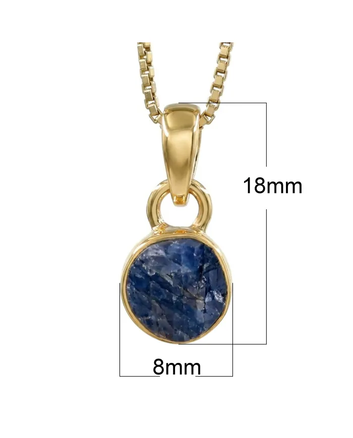 18K Gold-Plated Bezel-Set Raw Blue Sapphire Pendant Necklace