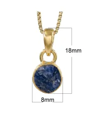 18K Gold-Plated Bezel-Set Raw Blue Sapphire Pendant Necklace