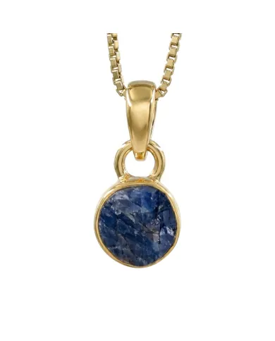 18K Gold-Plated Bezel-Set Raw Blue Sapphire Pendant Necklace