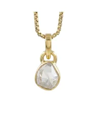 18K gold-plated bezel set raw Herkimer Diamond Pendant Necklace