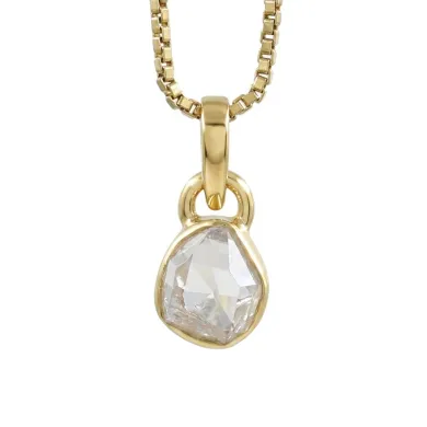 18K gold-plated bezel set raw Herkimer Diamond Pendant Necklace