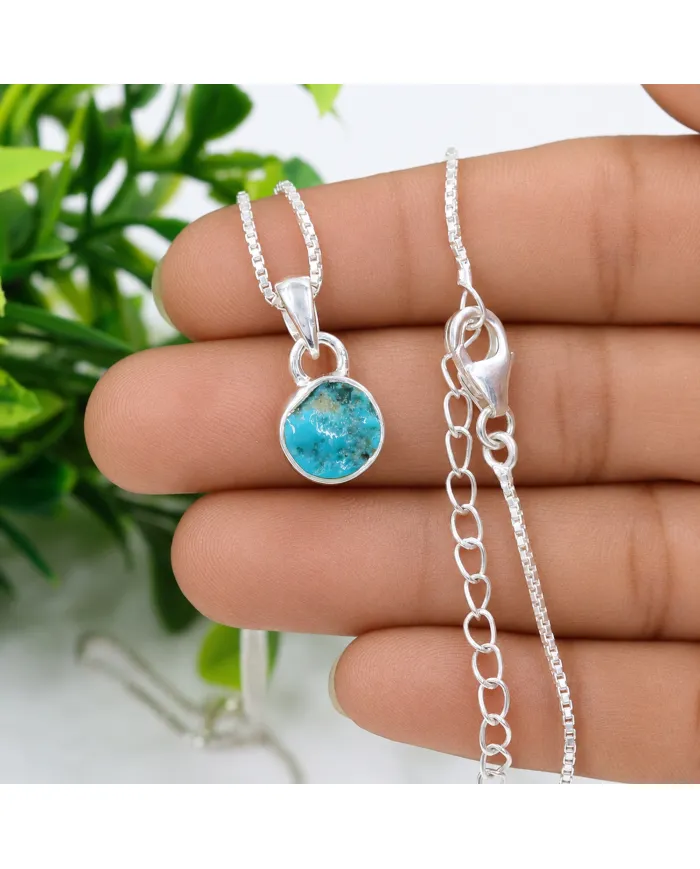 Arizona Turquoise Pendant Necklace in 925 Sterling Silver Jewelry