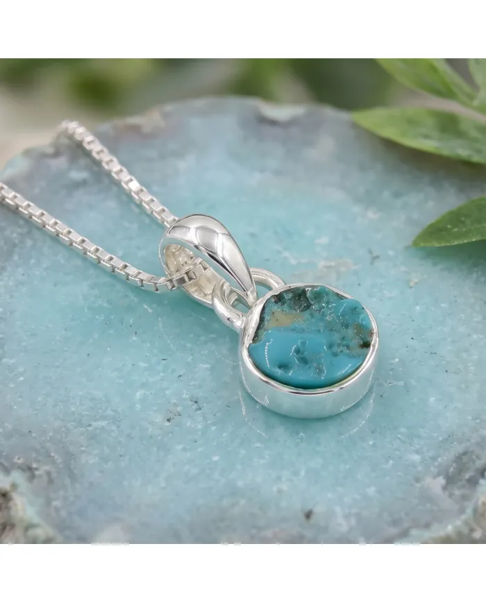 Arizona Turquoise Pendant Necklace in 925 Sterling Silver Jewelry