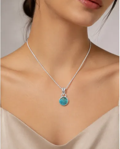 Arizona Turquoise Pendant Necklace in 925 Sterling Silver Jewelry