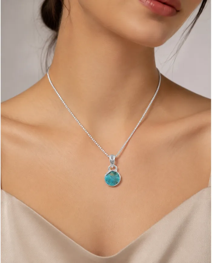 Arizona Turquoise Pendant Necklace in 925 Sterling Silver Jewelry
