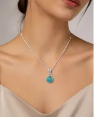 Arizona Turquoise Pendant Necklace in 925 Sterling Silver Jewelry