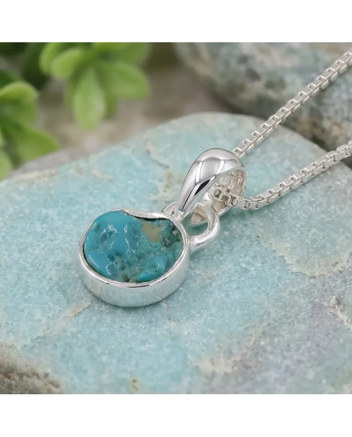 Arizona Turquoise Pendant Necklace in 925 Sterling Silver Jewelry