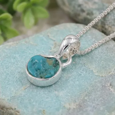 Arizona Turquoise Pendant Necklace in 925 Sterling Silver Jewelry