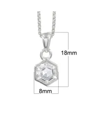 925 Sterling Silver Hexagon Crystal Pendant Necklace for Women