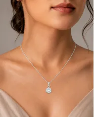925 Sterling Silver Hexagon Crystal Pendant Necklace for Women