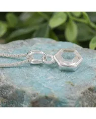 925 Sterling Silver Hexagon Crystal Pendant Necklace for Women