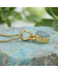 18K Gold-Plated Bezel-Set Raw Aquamarine Pendant Necklace