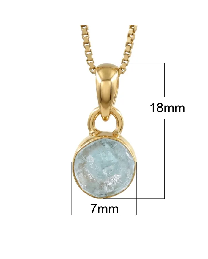 18K Gold-Plated Bezel-Set Raw Aquamarine Pendant Necklace