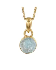 18K Gold-Plated Bezel-Set Raw Aquamarine Pendant Necklace