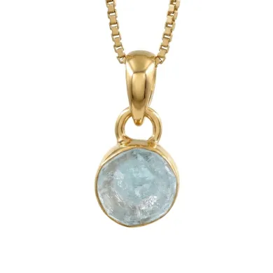 18K Gold-Plated Bezel-Set Raw Aquamarine Pendant Necklace