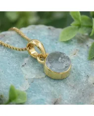 18K Gold-Plated Bezel-Set Raw Aquamarine Pendant Necklace