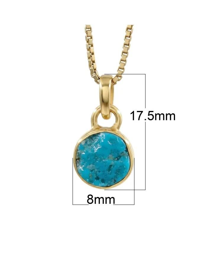 18K Gold Plated Bezel Set Raw Arizona Turquoise Pendant Necklace