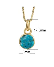 18K Gold Plated Bezel Set Raw Arizona Turquoise Pendant Necklace