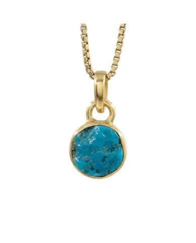 18K Gold Plated Bezel Set Raw Arizona Turquoise Pendant Necklace