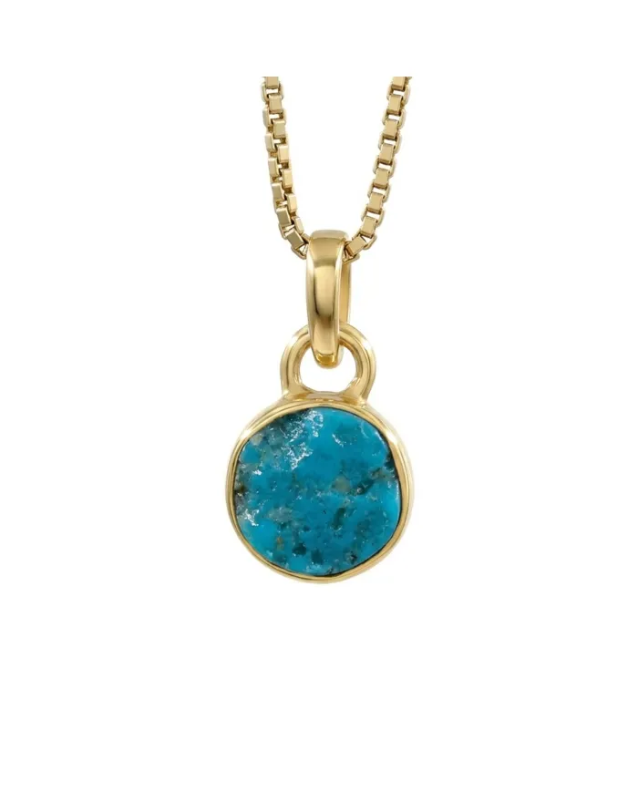 18K Gold Plated Bezel Set Raw Arizona Turquoise Pendant Necklace