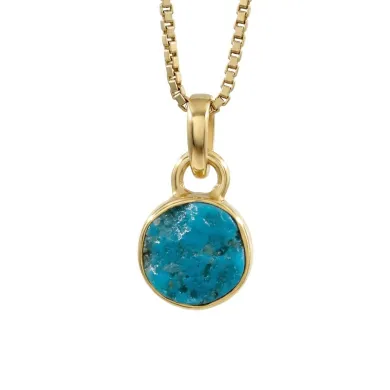 18K Gold Plated Bezel Set Raw Arizona Turquoise Pendant Necklace