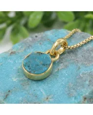 18K Gold Plated Bezel Set Raw Arizona Turquoise Pendant Necklace