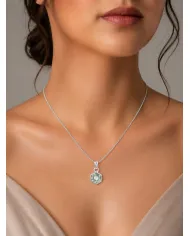Hexagon Green Amethyst Pendant Necklace In 925 Sterling Silver