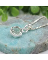 Hexagon Green Amethyst Pendant Necklace In 925 Sterling Silver