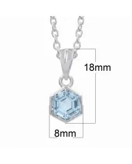 Hexagon Sky Blue Topaz Pendant Necklace In 925 Sterling Silver