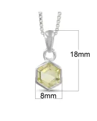 Hexagon Lemon Quartz Pendant Necklace In 925 Sterling Silver
