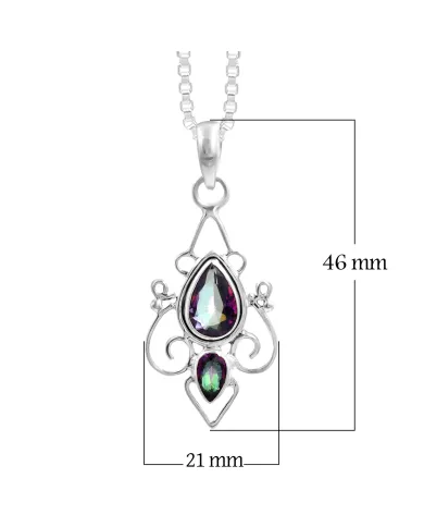 Mystic Quartz Pendant Necklace | 925 Sterling Silver Gemstone Jewelry