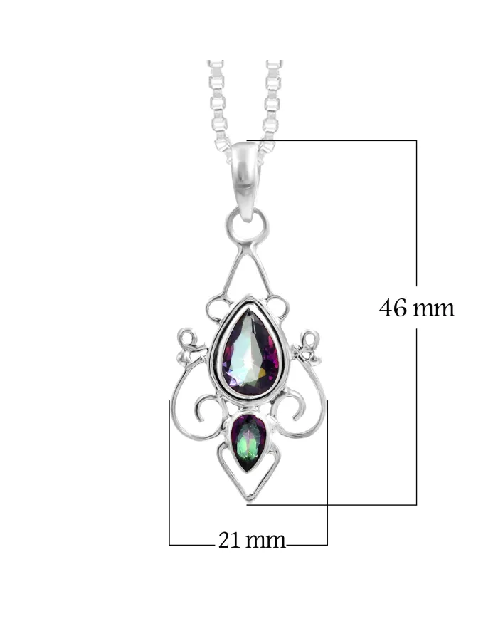 Mystic Quartz Pendant Necklace | 925 Sterling Silver Gemstone Jewelry
