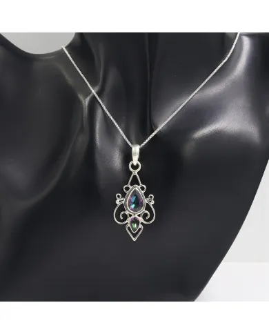 Mystic Quartz Pendant Necklace | 925 Sterling Silver Gemstone Jewelry